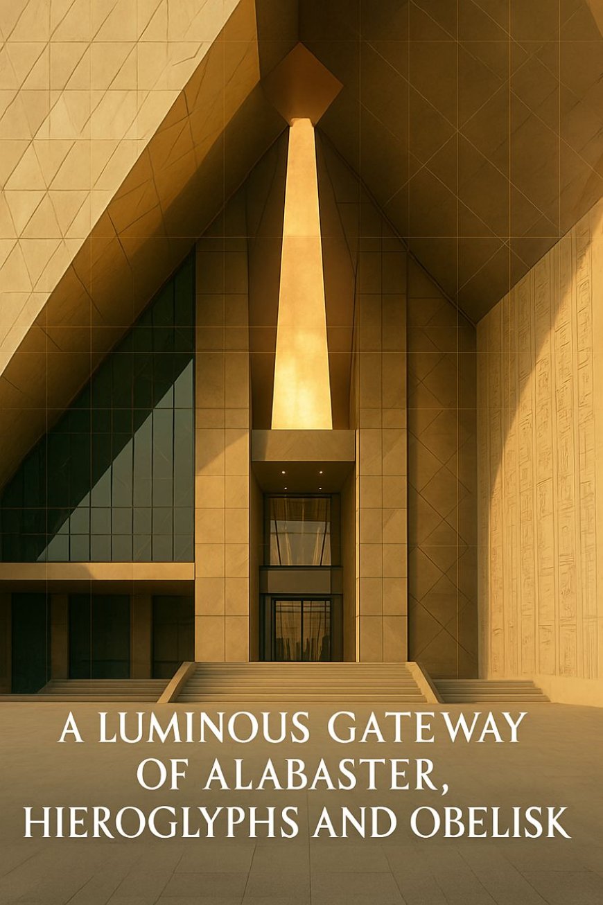 A Luminous Gateway of Alabaster, Hieroglyphs, and Obelisk